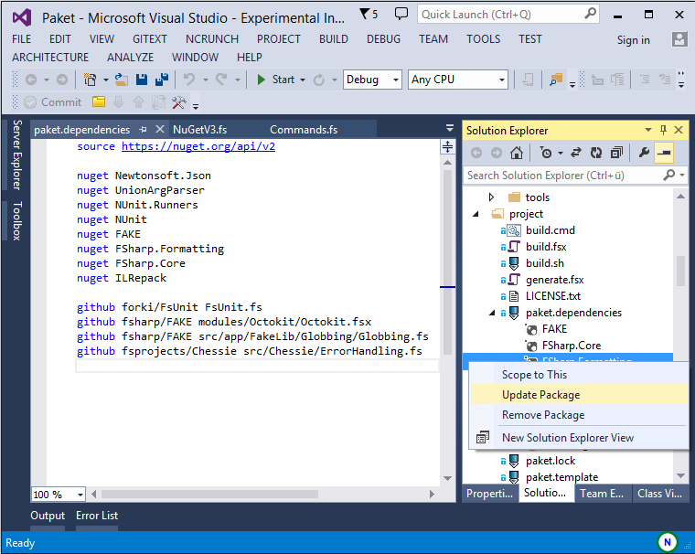 Paket in Visual Studio